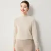 Suéter de Cachemir 100% Puro Sin Costuras para Mujer Cuello Medio Alto Punto de Otoño Invierno Suave Pegajoso Versátil Jersey de Punto Capa Base