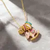 Colar Cavalo de Balanço de Resina Desenho Animado Novo Estilo Transfronteiriço para Mulheres, Artesanato Esmaltado, Pingente Fashion Divertido, Acessório de Pescoço, Corrente de Clavícula
