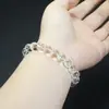 Pulsera de Cristal Blanco con 22 Perlas Redondas de 8mm, Nueva Joyería Hecha a Mano con Perlas Estilo Chino, Pulsera de Cristal Unisex