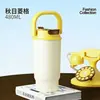 Taza Termo de Acero Inoxidable 316 de Alta Calidad Cuidadosamente Seleccionada con Doble Popote y Taza de Café, Vaso de Agua Portátil para Exteriores con Asa