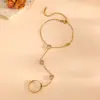 Nueva Exquisita Joyería de Acero Inoxidable en Forma de Corazón para Mujer, Pulsera, Anillo, Cadena de Muñeca con Incrustaciones de Diamante en Forma de Corazón, Electrochapado al Vacío en Oro de 18K
