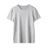 Roupas Femininas Novas Primavera/Verão 2026: Camiseta Básica de Seda e Linho de Manga Curta, Top Ajustado Simples de Linho e Liocel em 9 Cores