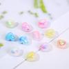 Cuentas perforadas de acrílico con forma de corazón de melocotón, chapadas en color AB, con forma de corazón, con agujero en forma de cruz, para pulsera de teléfono móvil, accesorios de joyería hechos a mano.
