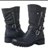 Botas de Invierno 2026 Tallas Grandes para Mujer Hebilla de Cinturón Tacón Plano Botines