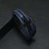 Pulseira Explosiva Pulseira de Liga Europeia e Americana Pulseira Masculina Cruz Preta Fivela Magnética Multicamadas Couro Tecido Simples