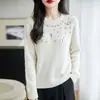 Suéter súper elegante con pedrería para mujer, perfecto para usar en capas o solo, un top de punto moderno y chic para el invierno 2026