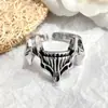 Anillo Vintage Calavera Cara de Fantasma para Hombre Agresivo Combinación 2 en 1 Anillo de Dedo Moderno Simple Creativo Anillo Abierto