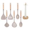 Espátula de silicone bege panela antiaderente pá doméstica para cozinhar utensílios de cozinha para cozinhar conjunto de 8 peças utensílios de cozinha conjunto de 5 peças