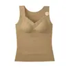 Chaleco térmico de biocerámica para mujer con almohadillas en el pecho integradas, forro polar, engrosado, ropa interior térmica sin costuras para otoño e invierno