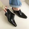 Mules Retro de Cuña con Punta Cerrada de Tejido Sintético para Mujer, Sandalias Casuales de Deslizamiento de Moda para Uso en Exteriores