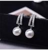 E607 elegante temperamento simples diamante pérola brincos pingente S925 prata agulha fêmea stud brincos brincos