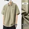 Camisa Polo com Lapela Estilo Americano Workwear Manga Curta Masculina de Verão Solta Camisa Paul Secagem Rápida Camiseta Camisa Japonesa Retro