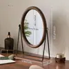 Espejo estilo vintage, espejo de maquillaje de madera, decoración del hogar, espejo de mesa de pie estilo chino, espejo de tocador giratorio, espejo de mesa para dormitorio
