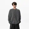 Nuevo Suéter Cardigan de Punto para Hombre de Principios de Otoño Estilo Old Money Gabardina Holgado Casual Cuello Redondo Perezoso Coreano Abrigo