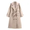 Moda europea y americana transfronteriza para mujer, superventas de AliExpress, abrigo elegante y casual de doble botonadura con trabillas para cinturón