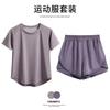 Popular Europeu Transfronteiriço Tamanho Grande Roupa Esportiva para Exterior Feminina Slim Roupa de Yoga Manga Curta Shorts Secagem Rápida Venda por Atacado de Fábrica