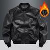 Chaqueta de trabajo de cuero para hombre, estilo retro, holgada, estilo coreano, informal, de moda, con solapa y para motociclista, para primavera y otoño