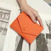 Cartera de mujer Piel Corta Piel de Vaca Billetera para Monedas Plegable Triple Hebilla Superior Piel de Vaca Pequeña Bolsa para Tarjetas Cartera Pequeña