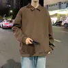 Camisa polo de peso pesado estilo americano, colección de otoño para hombre, camiseta de manga larga con un cuello elegante, cómoda capa interior para usar en capas