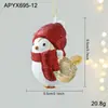 Novo Pingente de Plástico com Glitter Dourado Desenho Animado Decoração de Árvore de Natal Janela