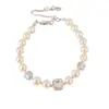 Pulsera de Perlas y Circonia Cuadrada Chapada en Oro Real de 18k Anillo de Mano de Lujo Ligero y Alta Gama Joyería de Mano Moderna y Versátil para Mujeres