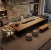Estética Visual Moderna da Dinastia Song, Mesa de Chá Estilo Ilha com Chaleira Integrada, Estação de Chá de Escritório Embutida, Sensação de Luxo Leve e Alto Padrão