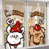 Pegatinas decorativas de vidrio para puertas de Navidad, nuevos diseños de perros de dibujos animados electrostáticos, para crear una atmósfera festiva en centros comerciales y tiendas