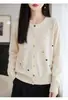 Cárdigan de punto bordado con corazón de estilo dulce para mujer, abrigo fino de manga larga nuevo para otoño, prenda exterior elegante