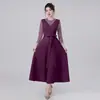Vestido Elegante de Manga Longa para Mulheres 2026 Novo Estilo Diário para o Trabalho Vestido Emagrecedor Fornecimento Transfronteiriço Sudeste Asiático