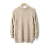 Nuevo Estilo Otoño/Invierno 2026 Suéter de Punto Grueso Trenzado 100% Lana para Hombre Cuello Semi Alto Holgado Talla Grande Punto de Negocios Cálido