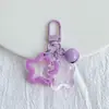 Estrella Hueca de Cinco Puntas Acrílica Campana Hebilla de Puerta de Llave Llavero Cabeza de Bolso Cubierta de Auriculares Colgante Pequeño Decorativo Joyería Colorido