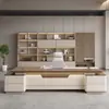 Mesa Executiva de Alto Padrão e Elegante, Mesa de Escritório, Mesa de Gerente, Conjunto de Mesa Executiva com Cadeira, Mesa Simples Moderna para CEO, Mesa de Gerente