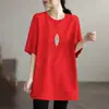 Camiseta de Manga Corta de Longitud Media Talla Grande para Mujer, Nuevo Estilo de Comercio Exterior Verano 2026, Corte Holgado, Adelgazante, Cubre las Caderas Top