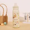 Nueva taza térmica elegante de acero inoxidable 304 con asa linda, taza de agua portátil, taza de pajilla de doble uso de dibujos animados para estudiantes