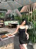 Vestido verde fresco con tirantes para mujer, estilo verano, con diseño strapless de amarre, impresionante, adelgazante y que se ajusta a la figura, vestido corto
