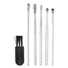 Venta al por mayor del fabricante Acero Inoxidable Cuchara Espiral para Oídos Resorte Excavador de Oídos Seguridad Limpiador de Oídos de Doble Punta Herramienta para Sacar Cerumen Set de 9 Piezas