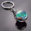 Chaveiro Delicado Luminoso Sol Nove Planetas Lua Galáxia Redondo Dupla Face Cristal Terra