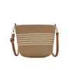 Nova Bolsa Feminina de Tecido 2025 Moda Simples Férias Praia Bolsa de Ombro Casual Transversal Listrada Bolsa Saco