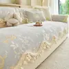 Almofada de sofá estilo creme com formato irregular, adequada para todas as estações, novo modelo 2026, almofada de assento em chenille com bordas com babados, capa fixa e antiderrapante