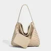 Bolsa de Mão Tecida Versátil Estilo Coreano para Mulheres, Bolsa de Ombro em Couro Macio, Bolsa Quadrada Pequena, Bolsa Transversal Casual Retro para Compras, Bolsa Mãe-Filha
