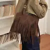 Bolso grande de moda con flecos para mujer, nuevo estilo retro americano casual, bolso de hombro único, 2026