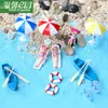 Adornos para Pastel Barco Silla de Playa Micro Adornos Musgo de Pulpa Barco Paisaje Visual Paisaje Marino Adornos Materiales DIY Adornos
