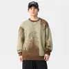 Suéter de Gola Redonda Jacquard Quente de Inverno Novo Masculino Solto Plus Size Estilo Japonês Retrô Suéter Versátil Tendência