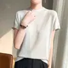 Al por mayor transfronterizo Nuevo diseño de camiseta de punto de manga corta de verano para mujer, cuello redondo, diseño holgado, estilo occidental de nicho, top básico