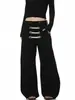 Pantalones de trabajo de diseño deconstruido de doble botonadura estilo palacio retro americano, pantalones anchos casuales holgados unisex de nicho