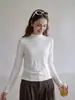 Camiseta básica de cuello medio alto negro para mujer, cuello alto de principios de otoño, capa interior de cuello medio, nuevo top ajustado 2026, estilo fino