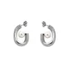 Pendientes Retro de Perlas en Forma de U Estilo Francés Europeo y Americano para Mujer, Acero Inoxidable de Alta Gama, Diseño de Nicho de Lujo Ligero en Oro de 18 Quilates