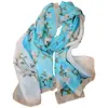 Novo Lenço de Seda Chiffon Estampado Elegante Estilo Chinês para Uso Externo, Proteção Solar, à Prova de Vento, Xale Fino, Lenço Versátil para Mães