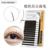 Pestañas postizas individuales NAGARAKU color marrón oscuro de punta doble Air flat tacto cero naturales ligeras suaves