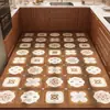 Alfombra de piso de cocina retro floral estilo americano, terciopelo de cristal, impermeable, resistente al aceite y antideslizante, adecuada para cobertura de habitación completa, para ventas transfronterizas